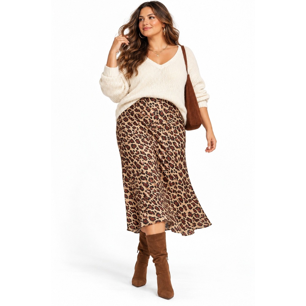 Show Me Your Mumu Maci Skirt XL Leopard Animal Print Midi Bias Cut